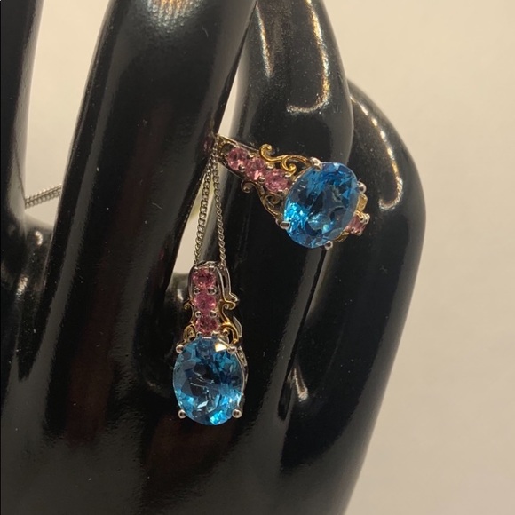 TOPAZ, PINK SPINEL RING AND MATCHING PENDANT - Picture 6 of 8